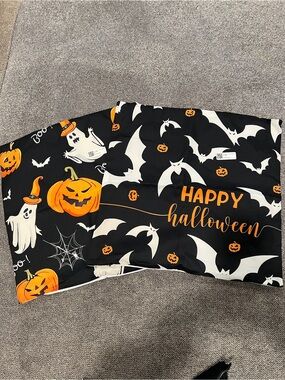 Happy Halloween Decorative Pillow Covers - Black, White & Orange